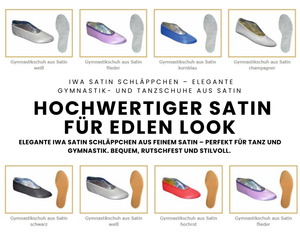 IWA Satin Gymnastikschuhe LEDER oder Gummisohle farbig