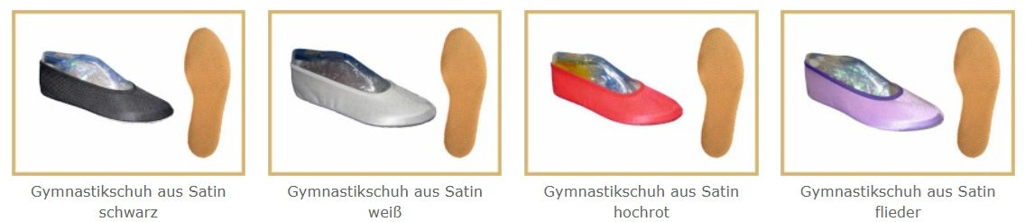 IWA Satin Gymnastikschuhe LEDER oder Gummisohle farbig