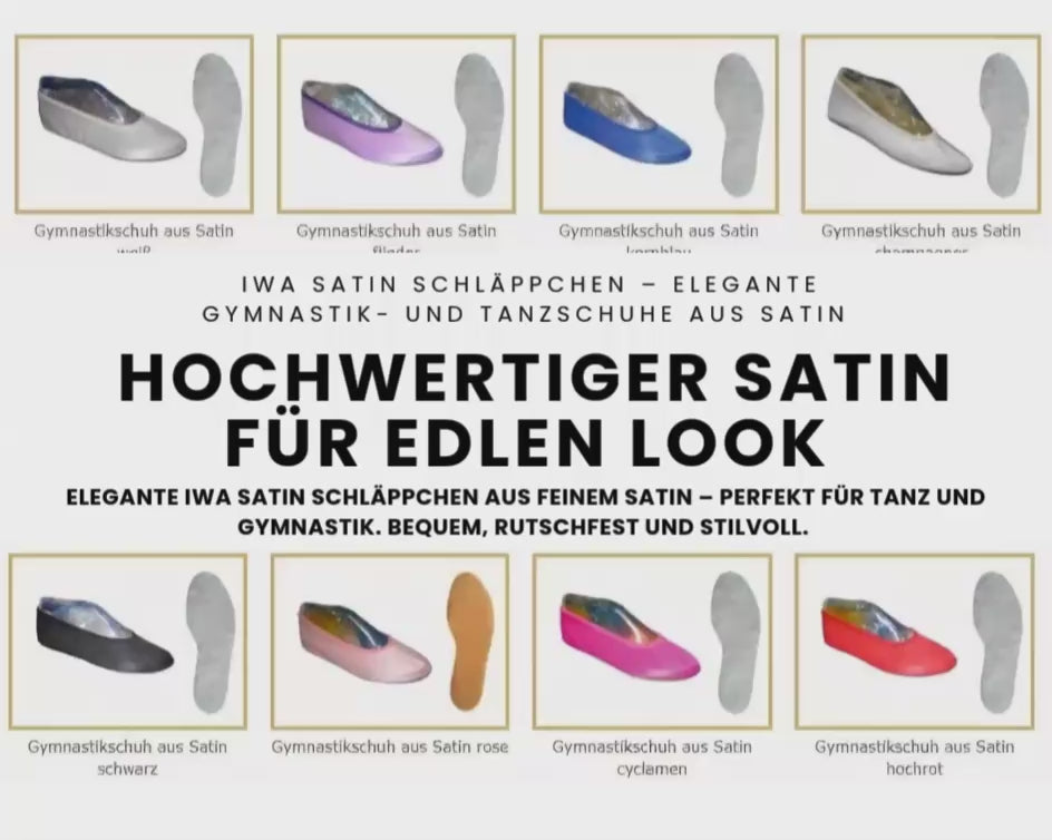 IWA Satin Gymnastikschuhe LEDER oder Gummisohle farbig